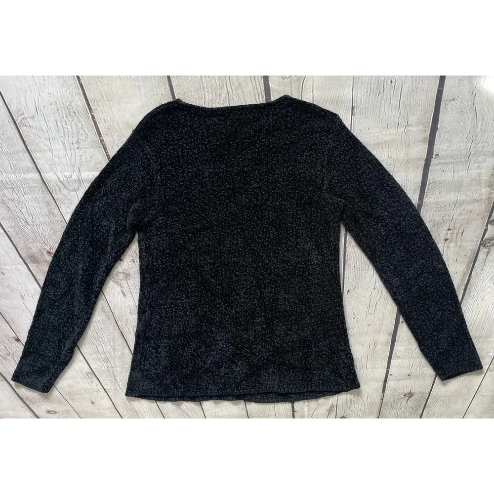 Eileen Fisher Black & Blue Boucle Knit Sweater
